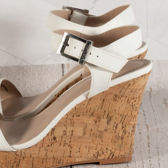 CHARLES by CHARLES DAVID Lindy Color White Cork Wedge Sandal Size 7 M - Picture 11 of 12